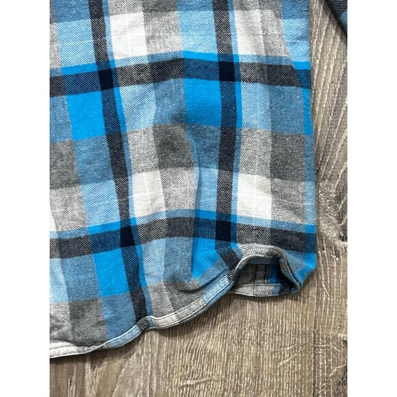 Fox Button Down Shirt Men's Size Large Font Pockets Plaid Blue - Picture 4 of 6